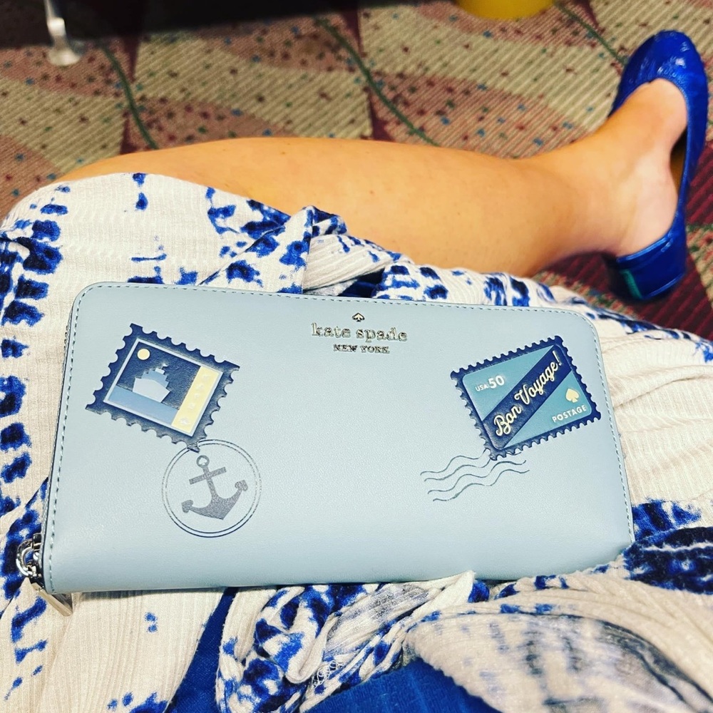 KATE SPADE LARGE CONTINENTAL WALLET OFF THE GRID SEA OCEAN BLUE